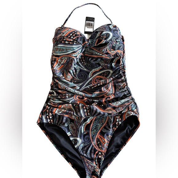 RELLECIGA one piece strapless paisley swimsuit size medium NWT - Picture 6 of 11